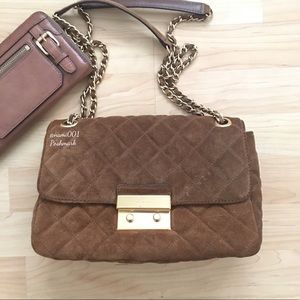 Michael Kors Brown Suede Shoulder Crossbody Bag